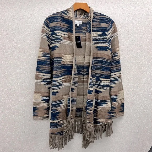 Lucky Brand Southwest Style Open Front Cardigan with Fringe bottom S - Picture 1 of 7